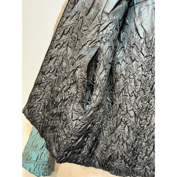 Ubu Women Crinkle Quilted Jacket Medium Metallic Teal Textured Travel Reversible - Picture 4 of 12